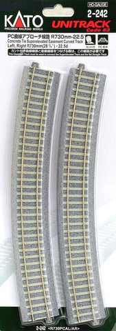 HO Kato Unitrack 2-242 Superelevated Concrete Ties Easement Curve 28-3/4" Radius