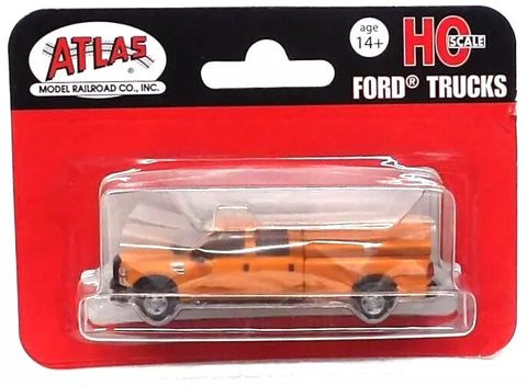 HO Scale Atlas 35000005 Ford F-350 Orange Crew-Cab Pickup Truck w/Cap
