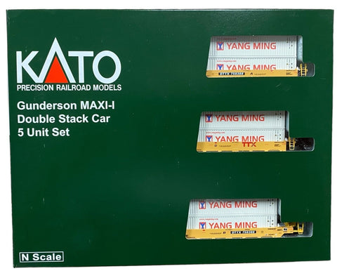 N Kato 106-6213 TTX Gunderson MAXI-1 5-Unit Well Car w/Yang Ming Containers