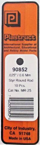 Plastruct 90852 MR-25 Styrene Round Rod .025" (10) pcs
