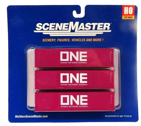 HO Walthers SceneMaster 949-18254 ONE Pink 40' Corrugated Container 3-Pack