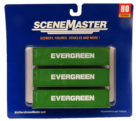 HO Walthers SceneMaster 949-18250 Evergreen 40' Corrugated Container 3-Pack