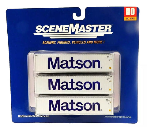 HO Walthers SceneMaster 949-18253 Matson 40' Corrugated Container 3-Pack