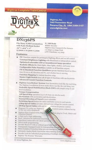Digitrax DN136PS Series 6 Control Decoder for N & HO Scale Locomotives