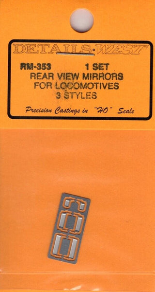 thumbnail image 2 of HO Scale Details West RM-353 Rear View Mirrors For Locomotives (3 Styles) 2 of 6