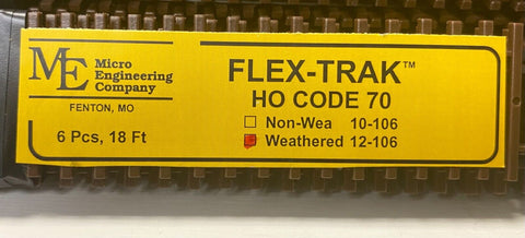 HO Scale Micro Engineering 12-106 Code 70 Wood Ties Weathered Flex-Track (6) pcs