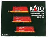 N Kato 106-6188 Gunderson MAXI-IV 3-Unit Well Car w/53' Ferromex Containers