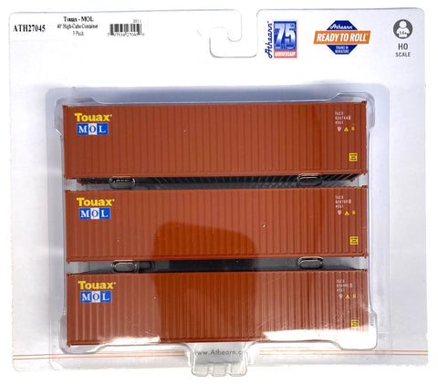 HO Scale Athearn 27045 Touax MOL 40' Corrugated Container Set (3) pk
