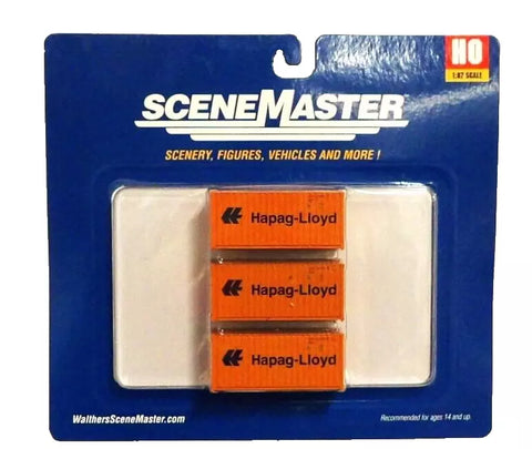 HO Walthers SceneMaster 949-18053 Hapag-Lloyd 20' Corrugated Container 3-Pack