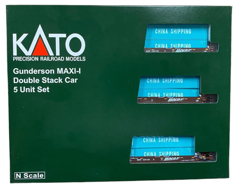 N Kato 106-6211 BNSF Gunderson MAXI-1 5-Unit Well Car w/China Shipping Container