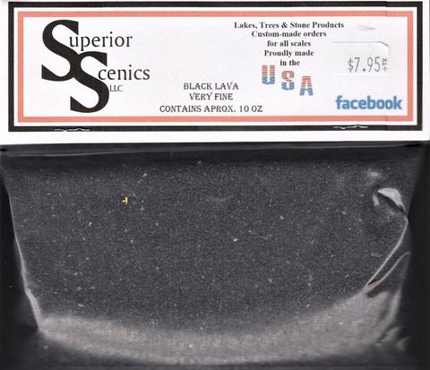 HO Scale Superior Scenics Black Lava Very Fine Ballast 10 oz Bag