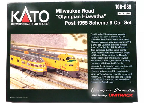 N Scale Kato 106-089 Milwaukee Road 1955 Olympian Hiawatha 9-Car Passenger Set