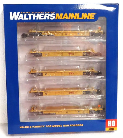 HO Scale Walthers MainLine 910-55675 Large Red  logo TTX DTTX 748438 Thrall 5-Unit Rebuilt 40' Well Car