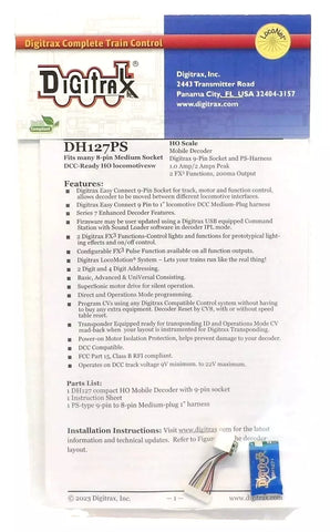 Digitrax DH127PS Series 7 Mobile DCC Control Decoder for DCC-Ready HO locomotive