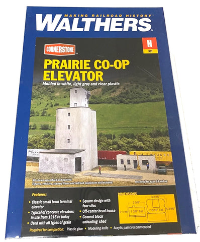 N Scale Walthers Cornerstone 933-3860 Prairie Co-Op Grain Elevator Building Kit