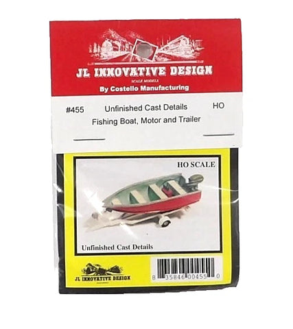 HO Scale JL Innovative Design 455 Fishing Boat w/Motor & Trailer Kit