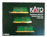 N Kato 106-6187 Gunderson MAXI-IV 3-Unit Well Car w/53' Green EMP Containers