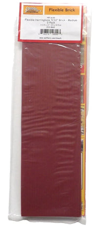 HO Scale Chooch 214-8663 Medium Herringbone Dark Red Brick Flexible Sheet