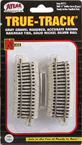 N Scale Atlas True Track 2411 Code 65 11" Radius Half Curve Track pkg (8)