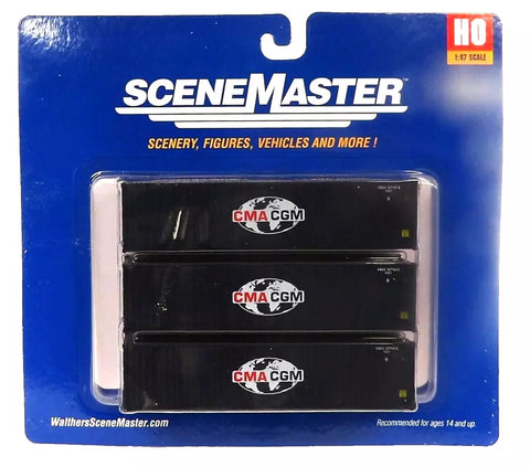 HO Walthers SceneMaster 949-18251 CMA CGM 40' Corrugated Container 3-Pack