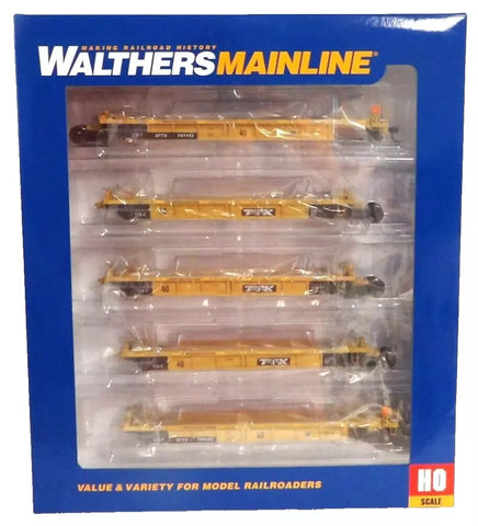 HO Scale Walthers MainLine 910-55666 Black & White Logo TTX DTTX 741142 Thrall 5-Unit Rebuilt 40' Well Car