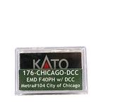 N Scale Kato 176-CHICAGO-DCC Chicago Metra F40PH Metra 104 City of Chicago w/DCC