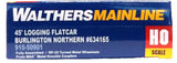 Walthers MainLine 910-50901 Burlington Northern 634165 45' Logging Flatcar