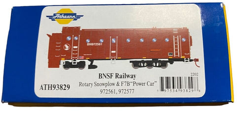 HO Scale Athearn 93829 BNSF Rotary Snowplow & F7B Locomotive DCC Ready