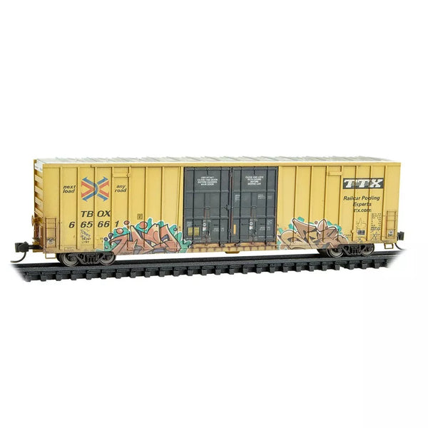 N Scale Micro Trains 12344017 TTX TBOX 665661 60' Double Door High-Cub ...