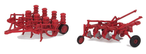 HO Scale Walthers Scene Master 949-4162 Red Farm Plow and Planter