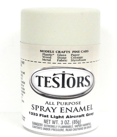 Testors 1233 Flat Light Aircraft Gray Enamel 3 oz Spray Paint Can