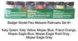 Badger Model Flex 1707 Midwest Railroads #1 (7) 1 oz Acrylic Paint Bottle Set