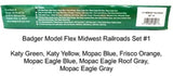 Badger Model Flex 1707 Midwest Railroads #1 (7) 1 oz Acrylic Paint Bottle Set