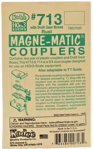 HOn3 Scale Kadee #713 Split Shank Plastic Rust Color Couplers (2) pr