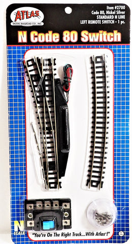 N Scale Atlas 2700 Code 80 #4 Left Hand Remote Turnout/Switch Snap-Track