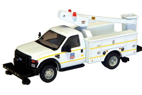 HO Scale River Point Station Ford F-450 XL Union Pacific Hi-Rail Bucket Truck w/Regular Cab & Dual Rear Wheels
