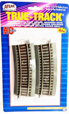 HO Scale Atlas 461 True-Track Code 83 18" Radius 1/2 Curve pkg (4)