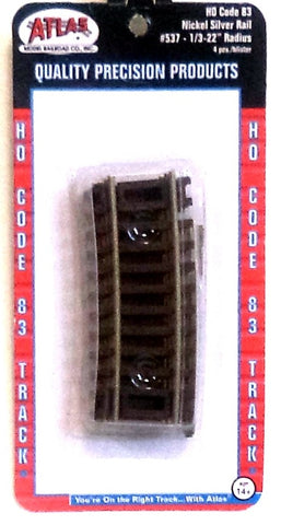 HO Scale Atlas 537 Code 83 22" Radius 1/3 Curve Track (4) pcs