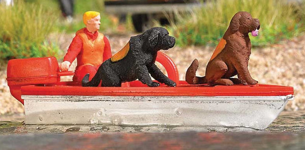 HO 1:87 Busch # 7898 - Water Rescue Newfoundland Dogs Set - Motor