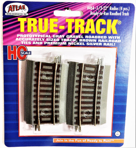 HO Scale Atlas 464 True-Track Code 83 22" Radius 1/3 Curve pkg (4)