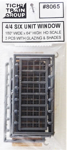 HO Scale Tichy Train Group 8065 4/4 Double Hung Windows pkg (6)
