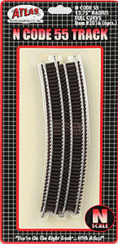 N Scale Atlas 2016 Code 55 13.75" Radius Full Curve Track 6 pcs
