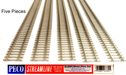 HO Scale Peco SL-8302 Code 83 Concrete Tie 36" North American-Style Flex Track (5) pcs