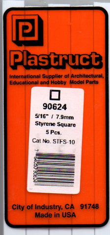 Plastruct PLS 90624 STFS-10 Styrene Square Tube 5/16" (6) pcs