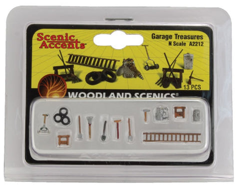 N Scale Woodland Scenics A2212 Garage Treasures (13) pcs