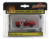 HO Scale Woodland Scenics AutoScenes AS5537 Red Convertible Cop'n a Kiss
