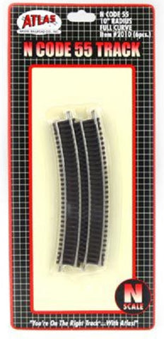 N Scale Atlas 2010 Code 55 10" Radius Full Curve (6) pcs