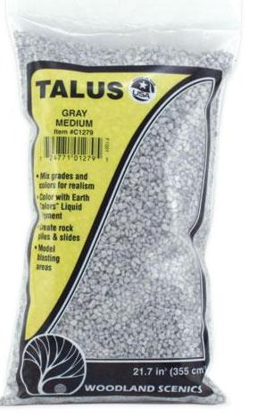 Woodland Scenics C1279 Medium Gray Talus Rock 21.6 Cubic Inch BagFine Gray