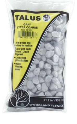 Woodland Scenics C1281 Extra Coarse Gray Talus Rock 25 Cubic Inch Bag