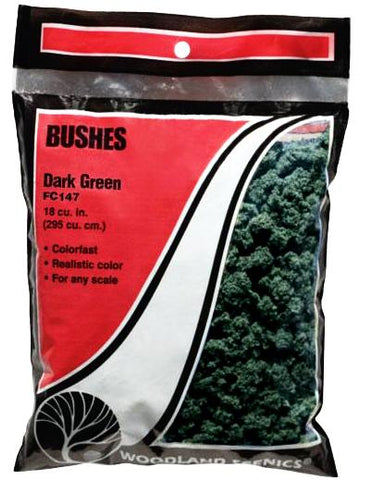 Woodland Scenics FC147 Dark Green Bushes 25.2 Square Inch Bag